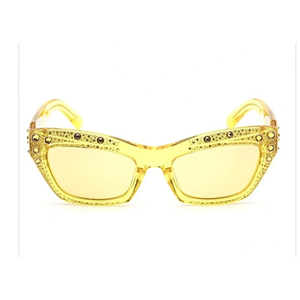 Swarovski SK380 Yellow Crystal Embellished Cat Eye Sunglasses 55-20-135